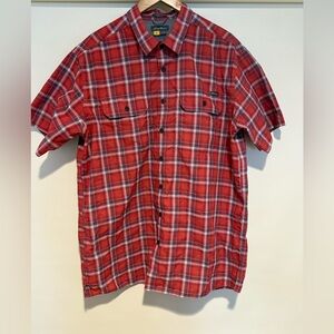 Eddie Bauer Red Plaid Shirt Quick Drey Lighweight Shirt, XLT